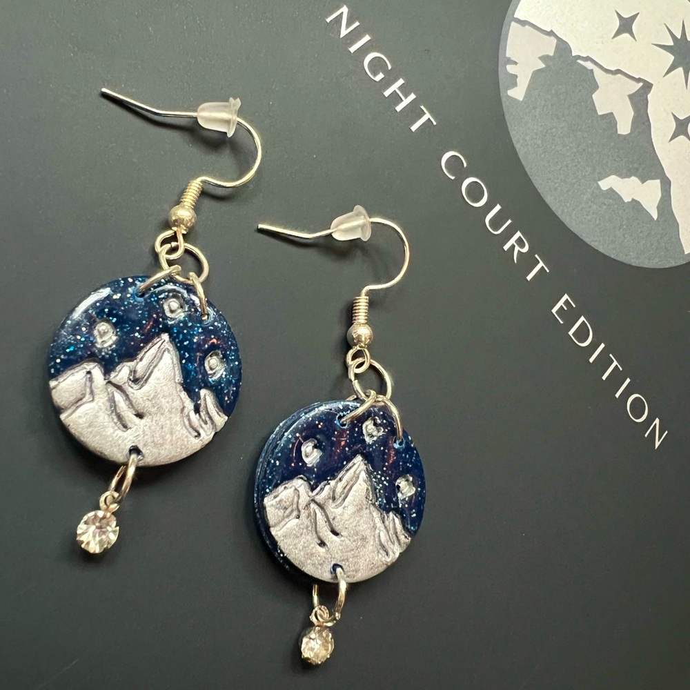 Handmade Acotar Night Court Earrings - Silver and Blue Starfall Earring